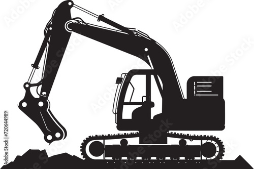 Ground Guru Vector Logo of Excavator Element Heavy Metal Maestro Excavator Design Icon