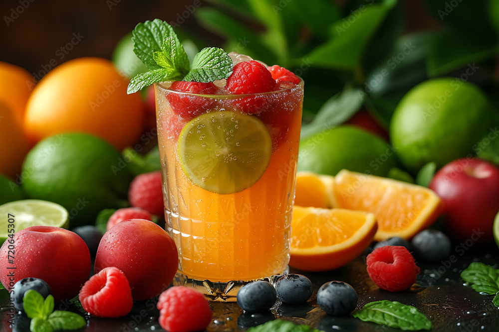 set of fruit cocktails with fruit topping
