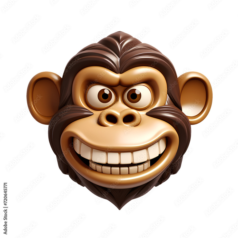3d highly polished Monkey face emoji or icon on removable background 3d highly polished Monkey face emoji or icon on removable background