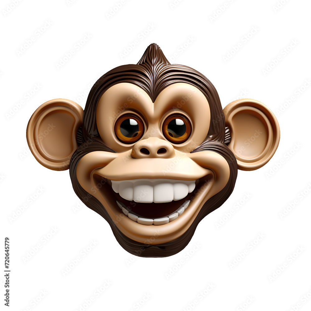 3d highly polished Monkey face emoji or icon on removable background 3d highly polished Monkey face emoji or icon on removable background