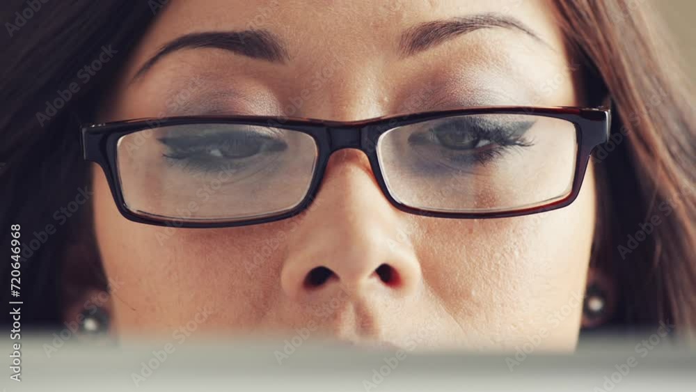 Face, doubt and woman on tablet in home, search info and reading email spam. Digital technology, scroll and confused person in glasses on internet, online news and social media app error on closeup Face, doubt and woman on tablet in home, search info and reading email spam. Digital technology, scroll and confused person in glasses on internet, online news and social media app error on closeup