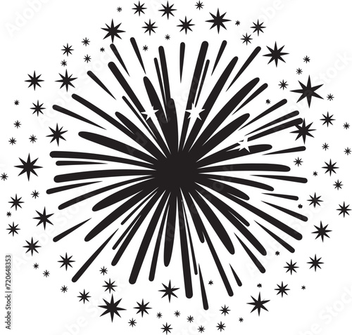 Radiant Revelry Vector Logo of Firework Sparks Sky Symphony Firework Design Element Icon