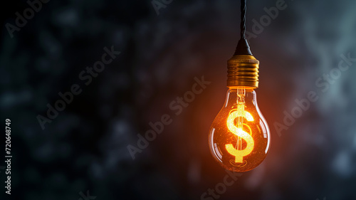 a glowing dollar sign light bulb photo