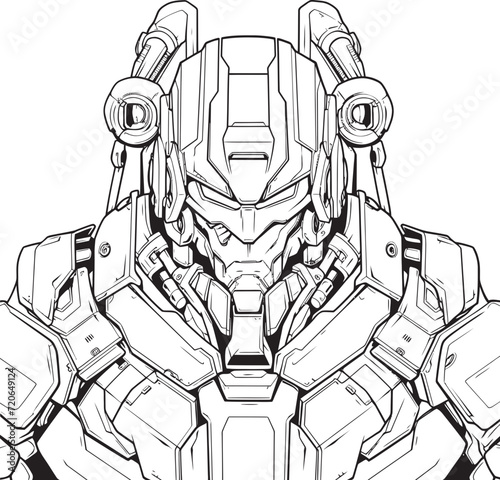Wallpaper Mural Future Fusion Cyborg Line Art Vector Icon Mechanical Marvel Futuristic Cyborg Coloring Page Design Torontodigital.ca