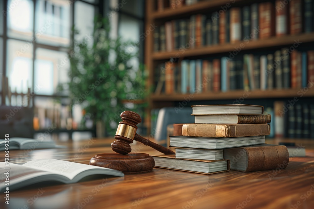 Gavel and Legal Books in Law Library Gavel and Legal Books in Law Library