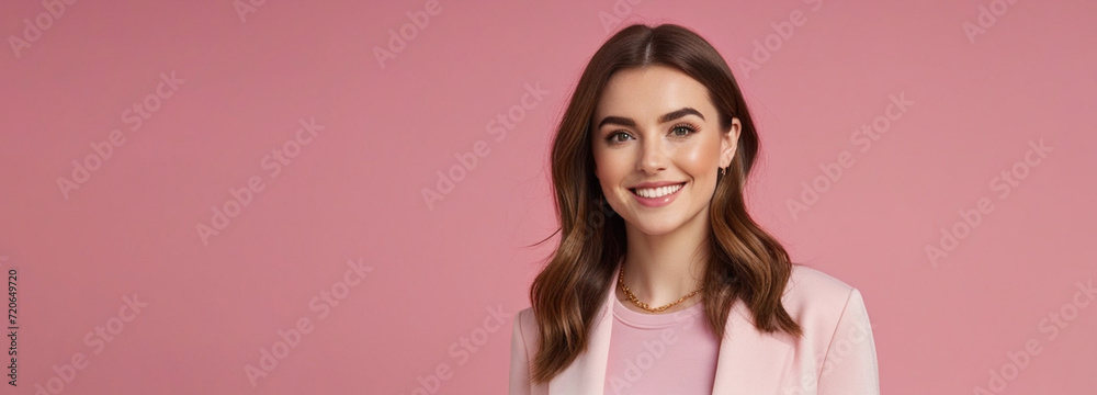 Beautiful good woman nice fashion half body eye contact and space for design Beautiful good woman nice fashion half body eye contact and space for design
