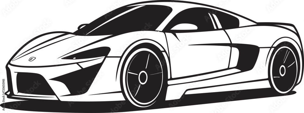 Elite Velocity Emblematic Element for Modern Sportscar Curves in Motion Line Art Vector Icon for Sportscar Design