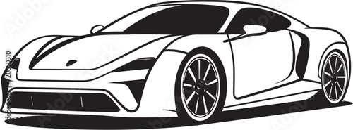 Futuristic Fleet Line Art Icon of Modern Sports Car Design Automotive Elegance Vector Logo for Sportscar Line Art