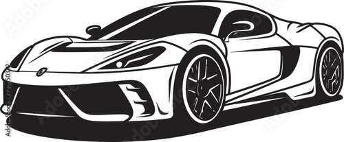 Racing Radiance Modern Sports Car Emblematic Element Turbo Thrill Line Art Vector Icon for Sportscar Design photo