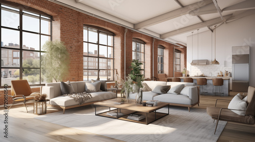 living room in an industrial modern style