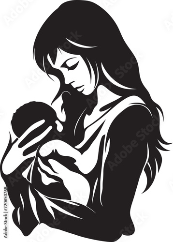 Nurturing Grace Emblematic Design of Mother Holding Child Heartfelt Connection Mother and Baby Vector Logo
