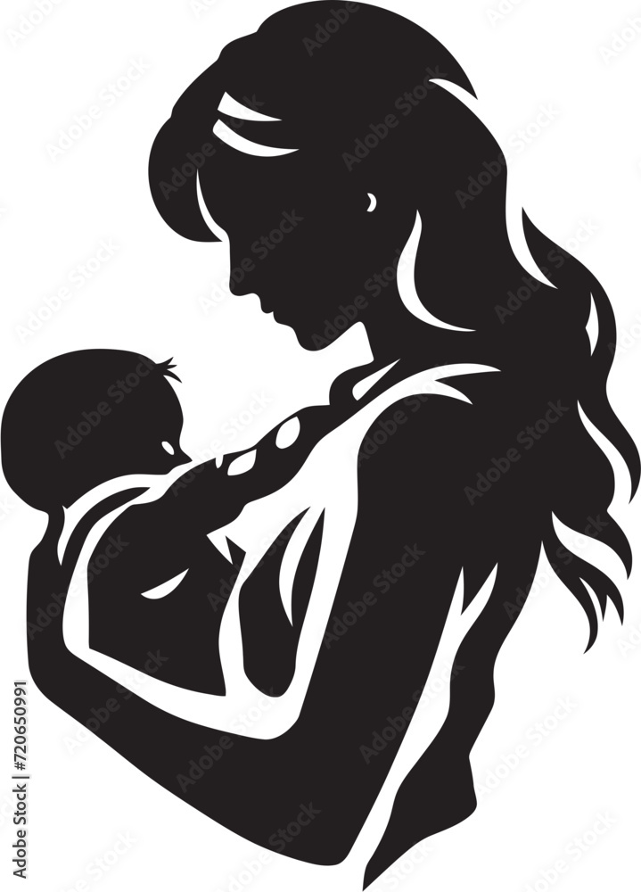 Heartfelt Connection Mother and Baby Vector Logo Timeless Embrace Vector Icon of Mother Holding Newborn