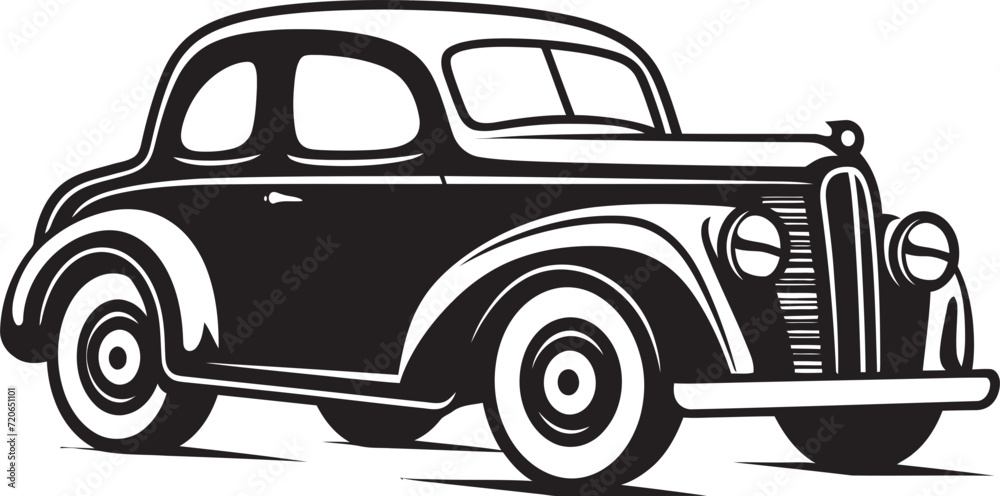 Artisanal Auto Iconic Vector Element for Retro Car Ink and Ignition Emblematic Element for Vintage Car Doodle