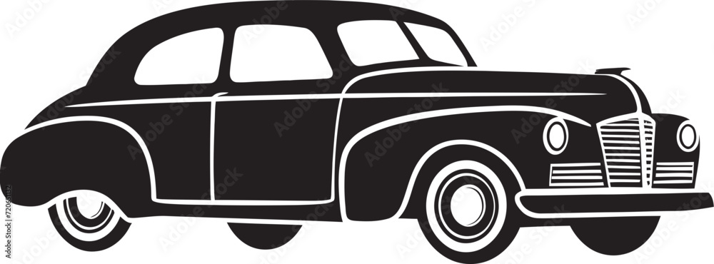 Gentlemans Journey Iconic Vector Element for Classic Car Whimsical Wheels Emblematic Design for Doodle Line Art