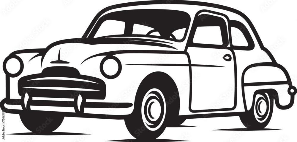 Classic Canvas Emblematic Element of Vintage Car Doodle Antique Auto Adornments Vector Logo of Doodle Line Art