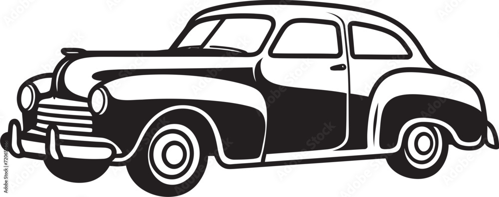 Rolling Reminiscence Vector Logo Design for Doodle Line Art Hand Drawn Horsepower Vintage Car Doodle Emblematic Design