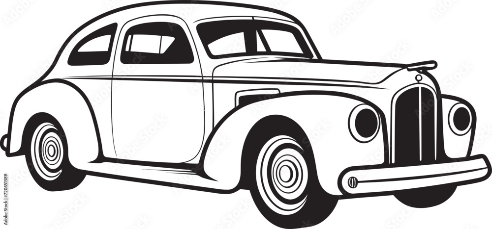 Ink and Ignition Emblematic Element for Vintage Car Doodle Rolling Reminiscence Vector Logo Design for Doodle Line Art