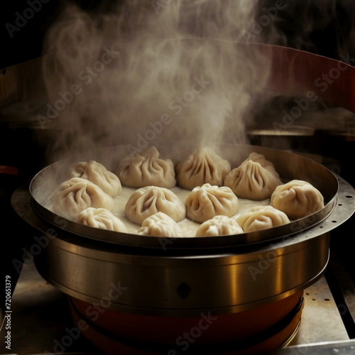 gyoza  illustration for restaurant menus  famous Asian dishes  unusual antique backgrounds  and fried dumplings.