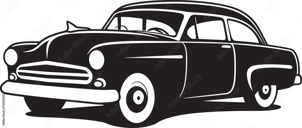 Ink and Chrome Doodle Line Art Car Logo Historical Highway Vintage Car Emblem Vector
