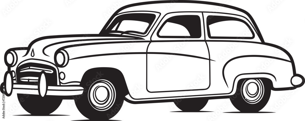 Yesteryears Charm Vintage Car Doodle Icon Retro Roadtrip Vector Logo Design Element