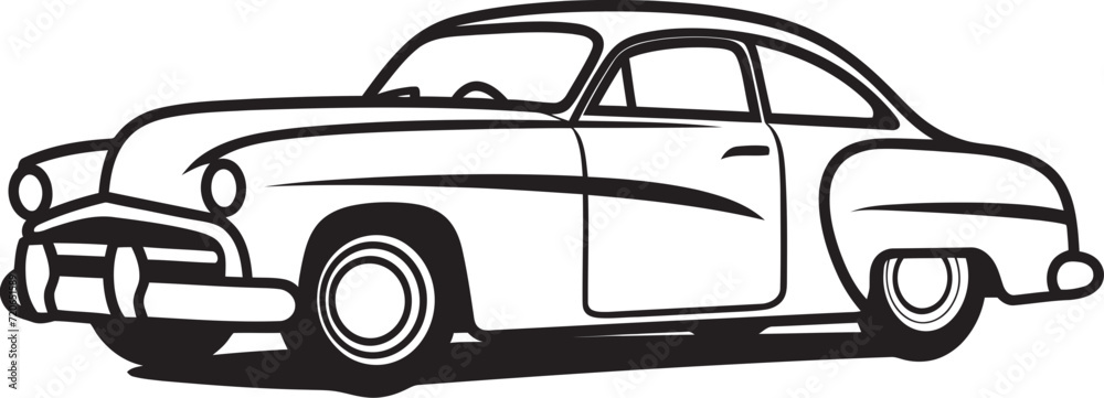 Time Honored Transport Vintage Car Emblematic Design Rustic Rides Revival Doodle Line Art Vector