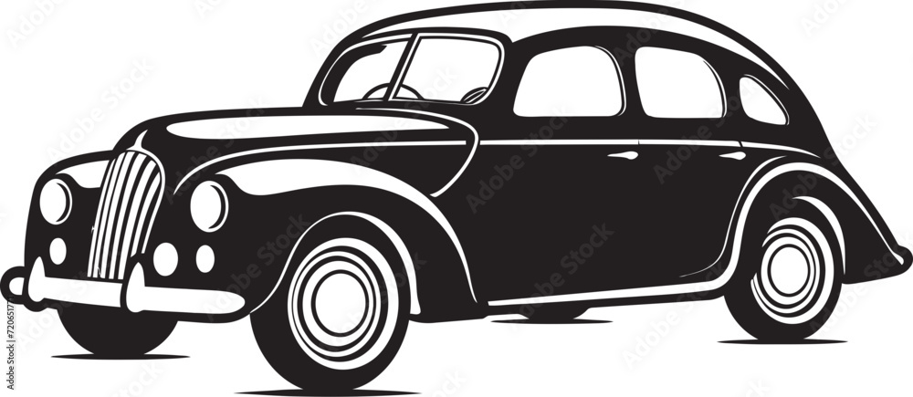 Historical Highway Vintage Car Doodle Logo Artisanal Auto Retro Car Doodle Vector