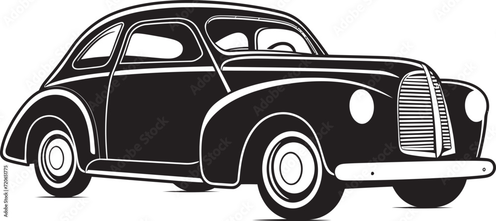 Gentlemans Journey Retro Car Emblematic Element Whimsical Wheels Doodle Line Art Vintage Logo