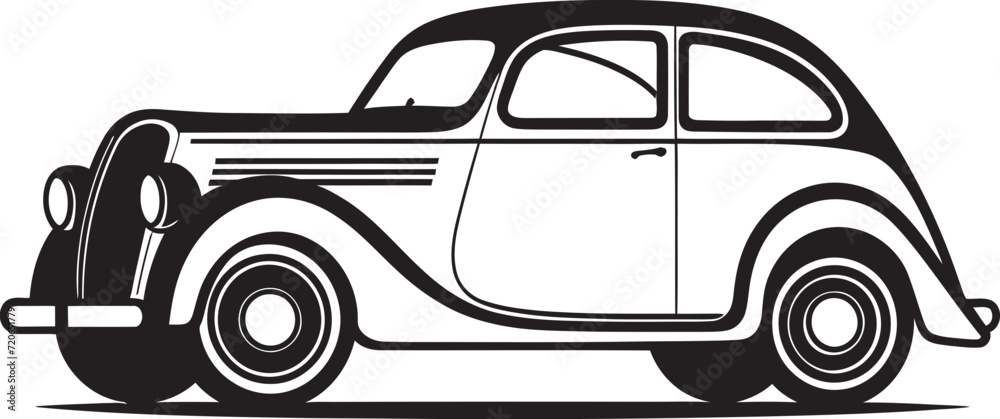 Old School Opulence Doodle Line Art Car Icon Historical Highway Vintage Car Doodle Logo