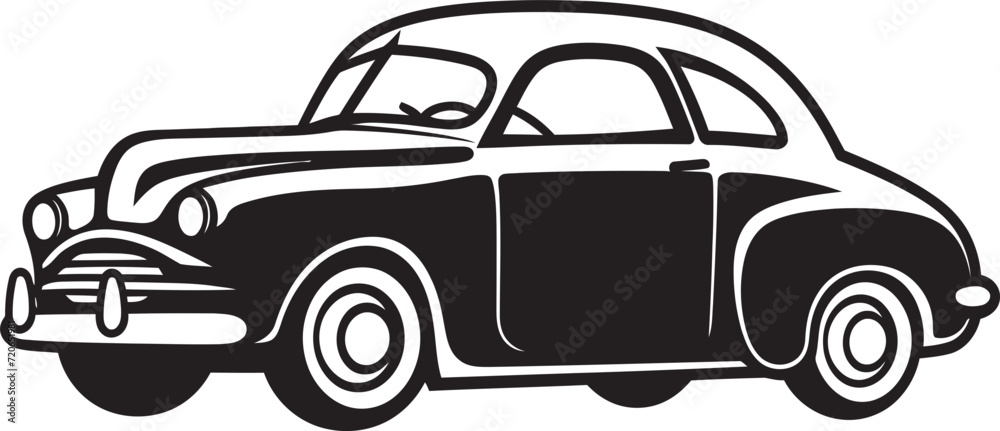 Gentlemans Journey Vintage Car Doodle Emblematic Design Whimsical Wheels Iconic Vector Design for Doodle Line Art