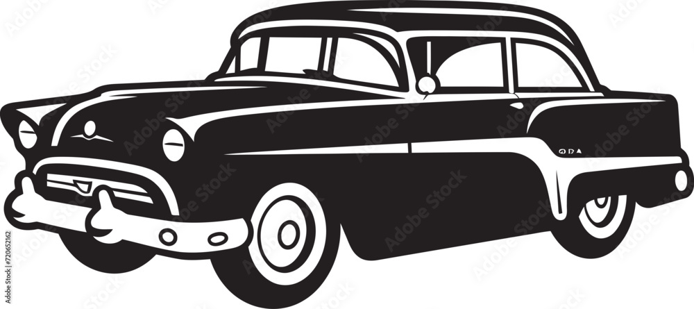Whimsical Wheels Emblematic Design for Doodle Line Art Yesteryears Charm Vector Icon for Vintage Car Doodle