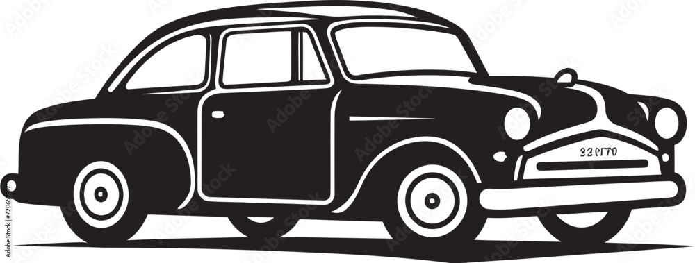 Yesteryears Charm Vector Icon for Vintage Car Doodle Retro Roadtrip Doodle Line Art Emblematic Design
