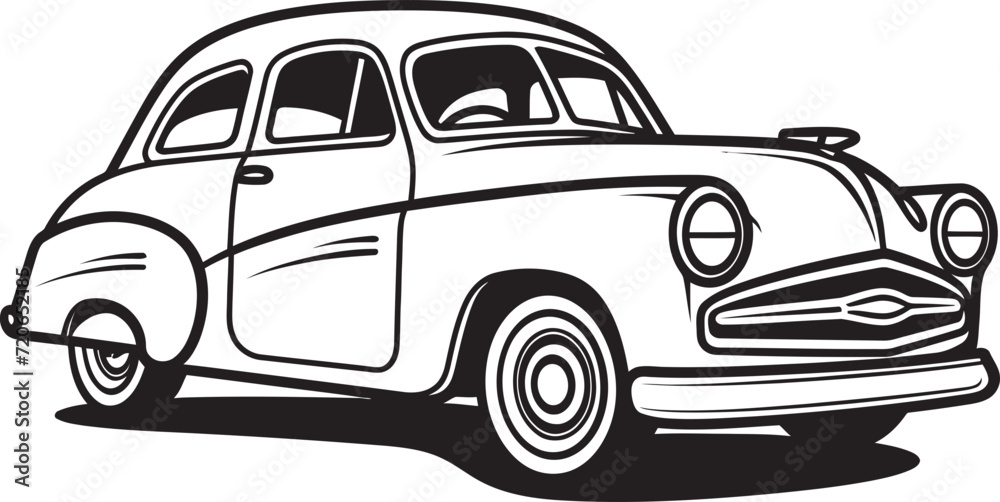 Nostalgic Journey Emblematic Element of Retro Car Design Timeless Ride Vector Logo Design for Vintage Car Doodle