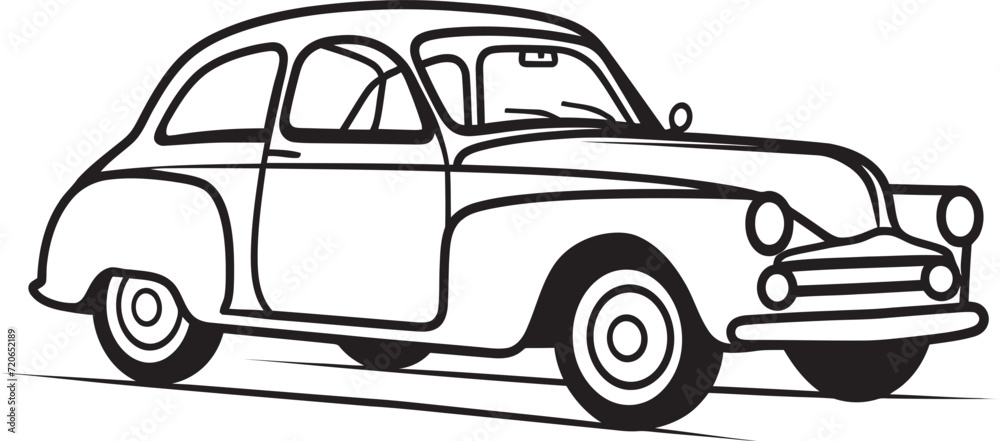 Old School Elegance Emblematic Element for Vintage Car Ink and Chrome Vector Logo of Doodle Line Art Car