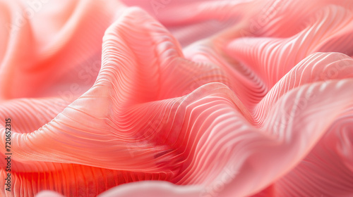 Abstract Waves of a Delicate Coral pink color Fabric Texture in a Soft Focus