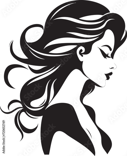 Charming Chic Emblematic Fashion and Beauty Logo Ethereal Elegance Vector Icon for Womans Face