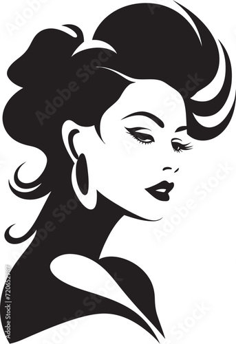 Feminine Flourish Vector Logo for Womans Face Classic Contour Emblematic Beauty Icon Design