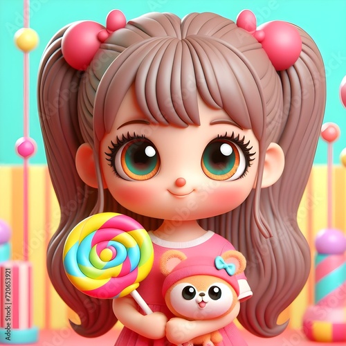 Cartoon character of girl with lollipop