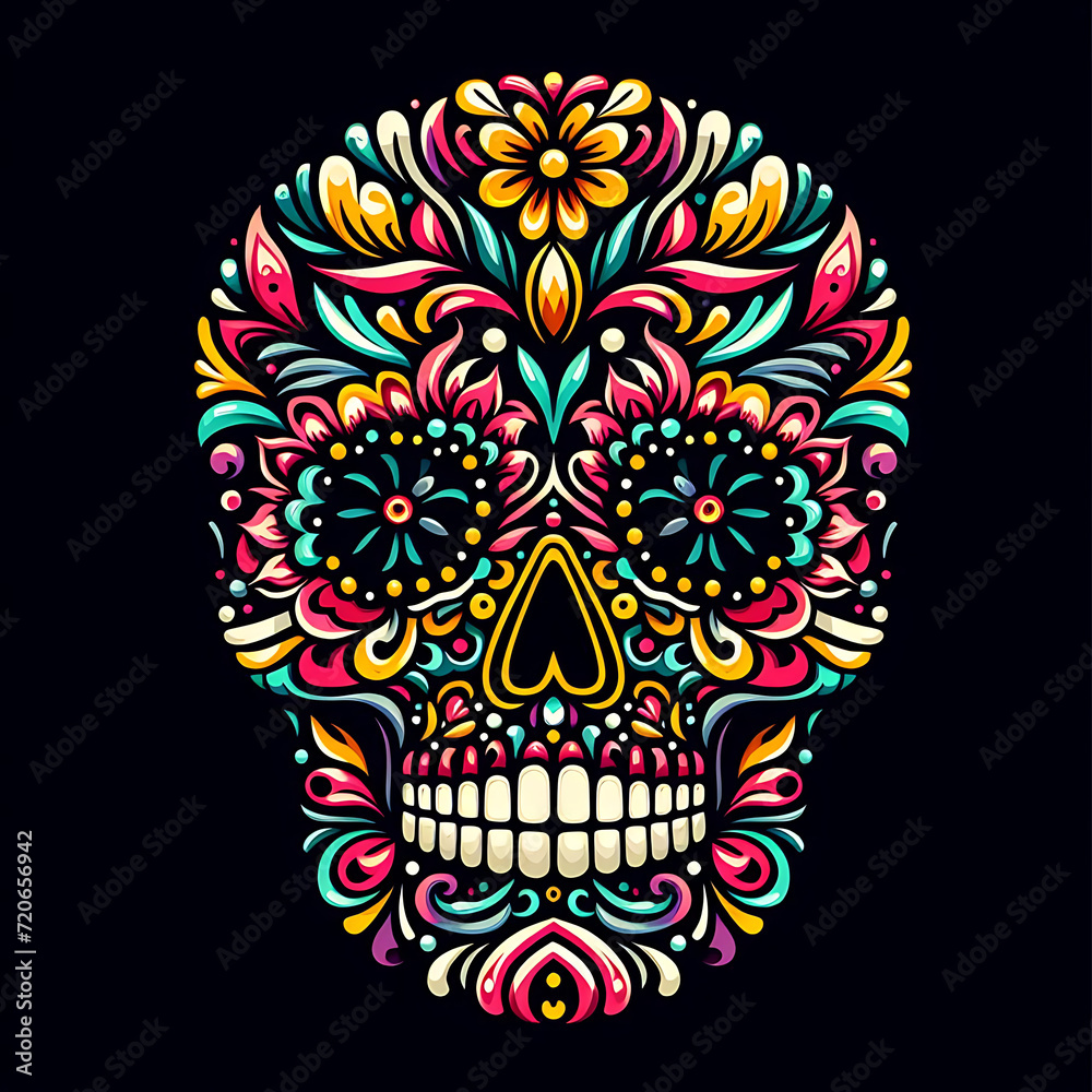 Fototapeta premium Colorful Water Color Skull with color Splash ,beautiful skull painting