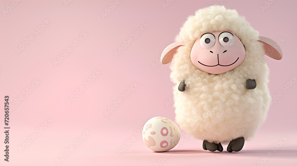 illustration of a cute easter lamb with an easter egg, background poster for social media marketing and promotion with copy space illustration of a cute easter lamb with an easter egg, background poster for social media marketing and promotion with copy space