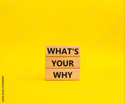 What is Your Why symbol. Concept words What is Your Why on wooden blocks. Beautiful yellow background. Business and What is Your Why concept. Copy space.