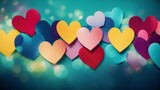 Background of colorful hearts Valentine day concept of Friendship and love
