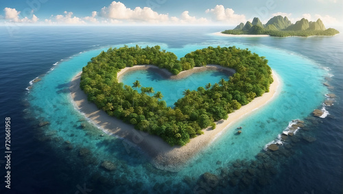 heart shaped island in the sea heart shaped island in ocean heart shaped island in ocean heart in the sea heart shaped island © Ali Clicks