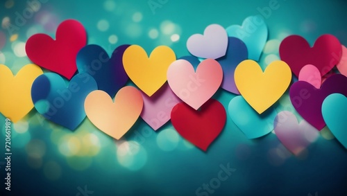Background of colorful hearts Valentine day concept of Friendship and love
 photo