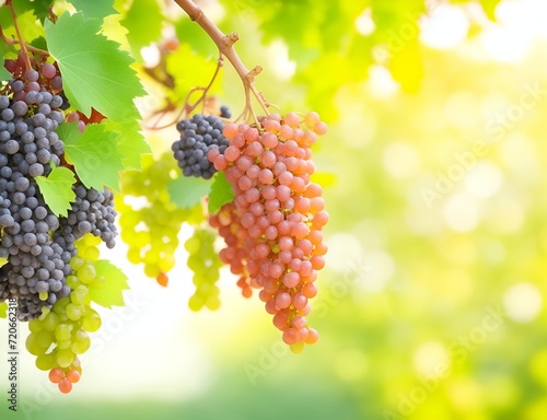 Vinegrapes closeup. AI generated illustration photo