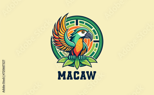Vintage Macaw Bird logo design template, natural logo vector icon, premium vector logo design