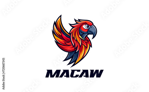 Vintage Macaw Bird logo design template, natural logo vector icon, premium vector logo template