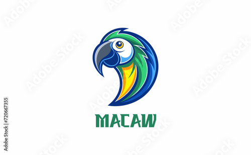 Parrot logo design. macaw colorful vector set of logotypes, macaw design logo template, macaw bird gradient logo. red scarlet macaw logo. cockatoo bird logo. parrot logo illustration