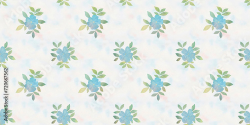 abstract flowers drawn in watercolor digitally, botanical seamless pattern for design, cloudy background