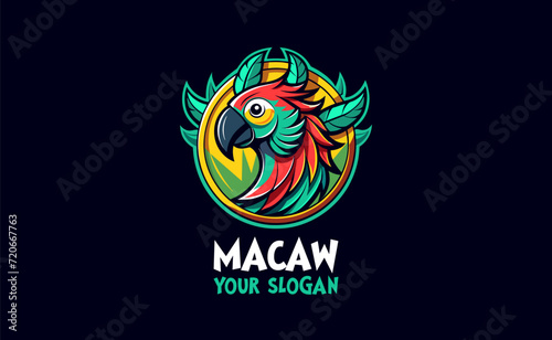 Vintage Macaw Bird logo design template, natural logo vector icon, premium vector logo