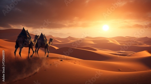 Kamele in der Wüste photo
